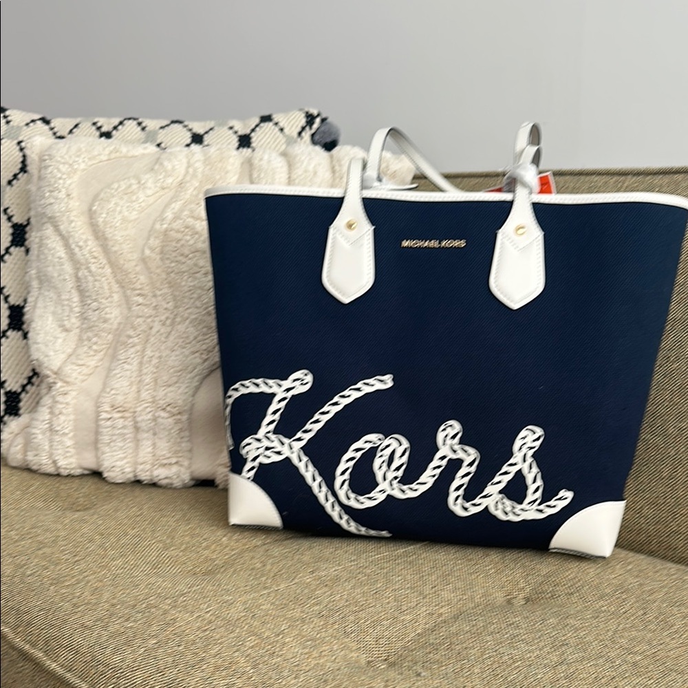 Michael Kors Navy and White Tote